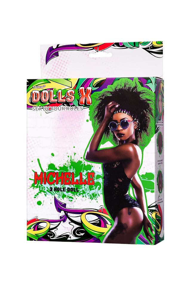 Кукла надувная Dolls-X by TOYFA Michelle негритянка с тремя отверстиями 160 см
