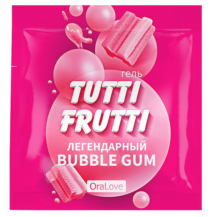 Съедобный лубрикант со вкусом Bubble Gum Tutti-Frutti OraLove 4 мл, пробник