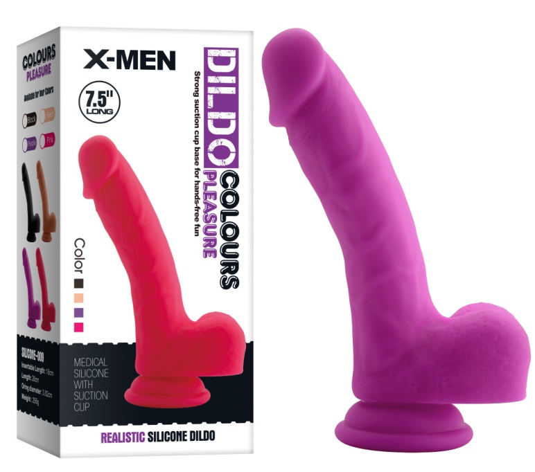 Изогнутый фаллоимитатор фаллос фиолетового цвета X-Men 19 см